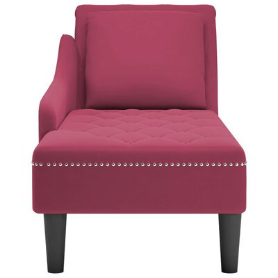 vidaXL Chaise longue met kussen en rechterarmleuning fluweel wijnrood