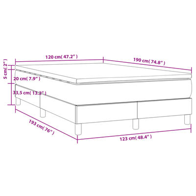 vidaXL Boxspring met matras stof lichtgrijs 120x190 cm