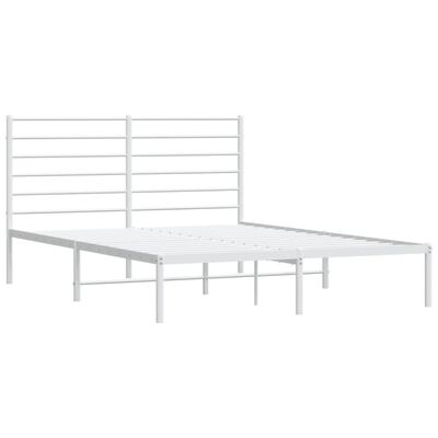 vidaXL Bedframe met hoofdbord metaal wit 140x190 cm