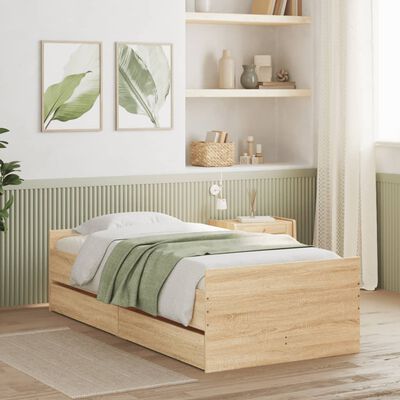 vidaXL Bedframe met lades sonoma eikenkleurig 100x200 cm