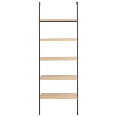 vidaXL Ladderrek met 5 schappen 64x35x185 cm lichtbruin en zwart