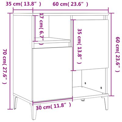 vidaXL Dressoir 60x35x70 cm bewerkt hout gerookt eikenkleurig