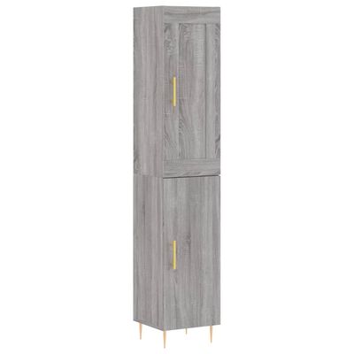 vidaXL Hoge kast 34,5x34x180 cm bewerkt hout grijs sonoma eikenkleurig