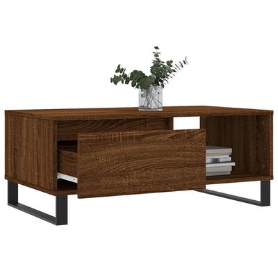 vidaXL Salontafel 90x50x36,5 cm bewerkt hout bruin eikenkleur