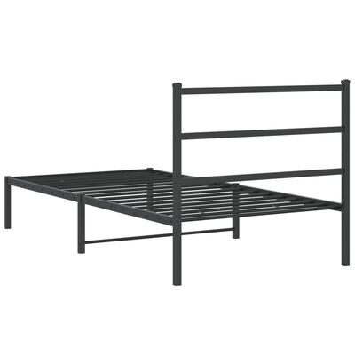 vidaXL Bedframe met hoofdbord metaal zwart 100x190 cm