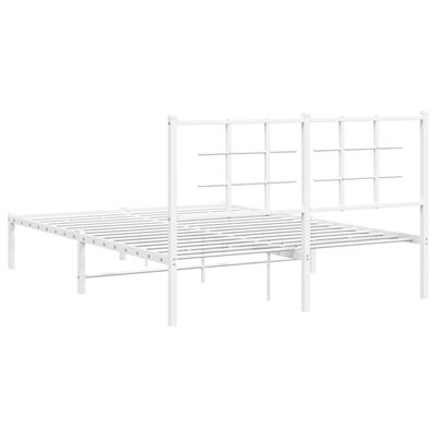 vidaXL Bedframe met hoofdbord metaal wit 140x200 cm