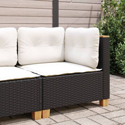 vidaXL Tuinhoekbanken met kussens 2 st poly rattan zwart