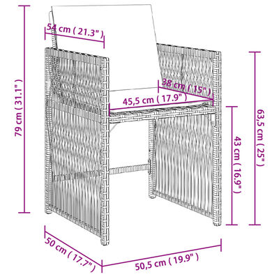 vidaXL Tuinstoelen 4 st met kussens poly rattan zwart