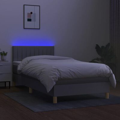 vidaXL Boxspring met matras en LED stof lichtgrijs 80x200 cm