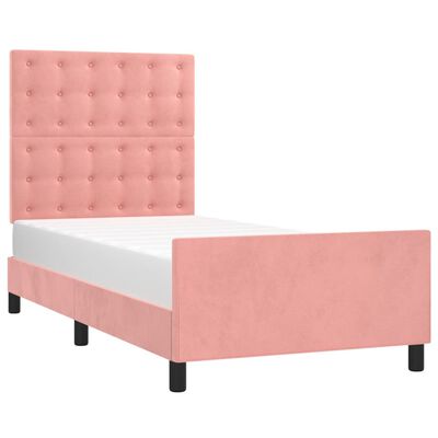 vidaXL Bedframe met hoofdeinde fluweel roze 100x200 cm