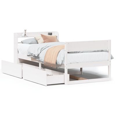 vidaXL Bedframe zonder matras massief grenenhout wit 90x200 cm