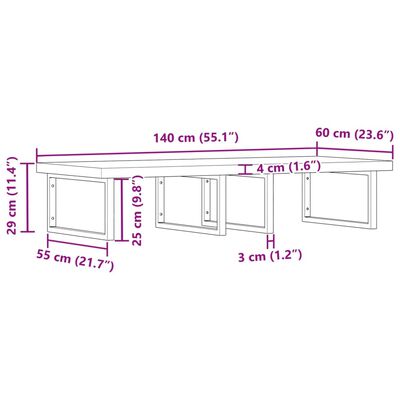 vidaXL Badkamer wandschap staal en massief acaciahout