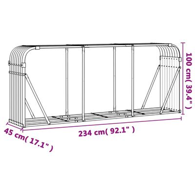 vidaXL Haardhoutopslag 234x45x100 cm gegalvaniseerd staal groen