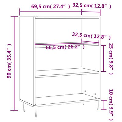 vidaXL Boekenkast 69,5x32,5x90 cm bewerkt hout wit