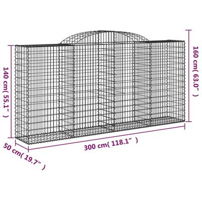 vidaXL Schanskorven 10 st gewelfd 300x50x140/160 cm ijzer