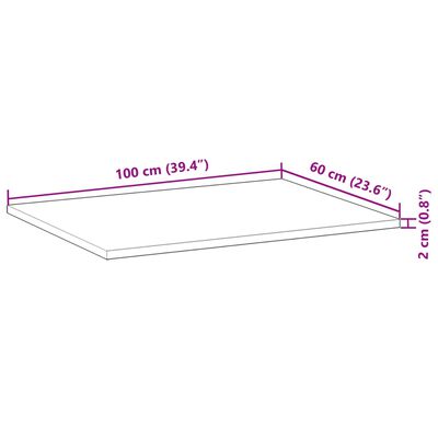 vidaXL Wastafelblad 100x60x2 cm onbehandeld massief acaciahout