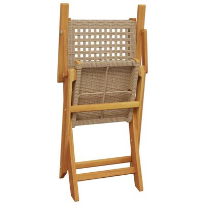 vidaXL Tuinstoelen 4 st inklapbaar poly rattan en massief hout beige