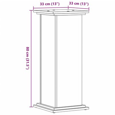 vidaXL Plantenstandaard 33x33x80 cm bewerkt hout artisanaal eikenkleur