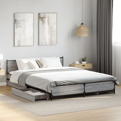 vidaXL Bedframe met lades bewerkt hout grijs sonoma eiken 140x200 cm