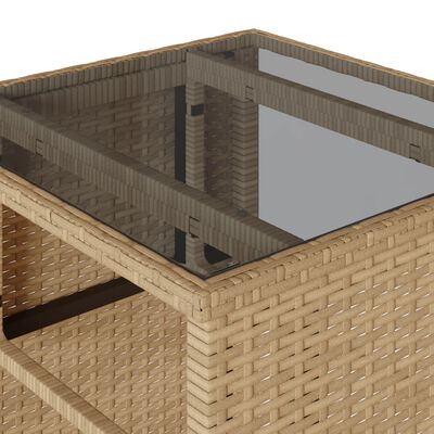 vidaXL 3-delige Bistroset met kussens poly rattan beige