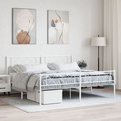 vidaXL Bedframe met hoofd- en voeteneinde metaal wit 180x200 cm