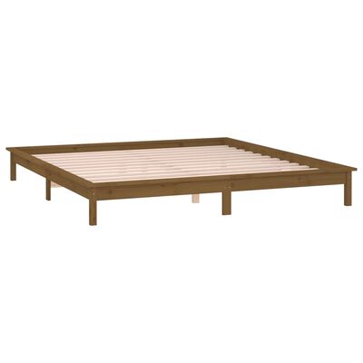 vidaXL Bedframe LED massief hout honingbruin 200x200 cm