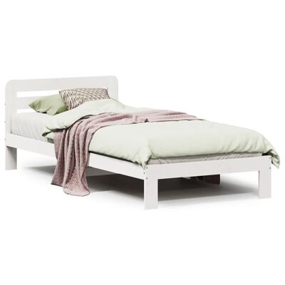 vidaXL Bedframe zonder matras massief grenenhout wit 90x200 cm