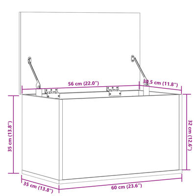 vidaXL Opbergbox 60x35x35 cm bewerkt hout gerookt eikenkleurig