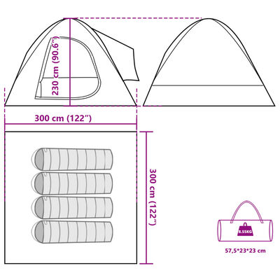 vidaXL Autotent 4-persoons waterdicht blauw