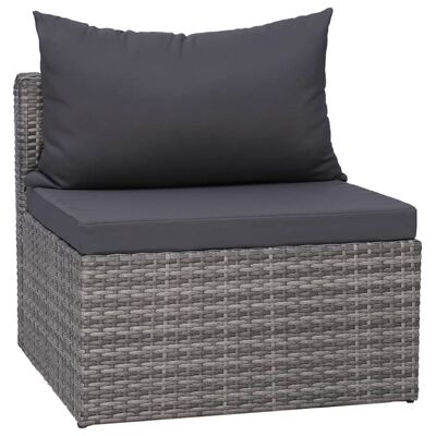 vidaXL 10-delige Loungeset met kussens poly rattan grijs