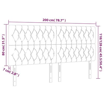 vidaXL Hoofdbord LED 200x7x118/128 cm fluweel roze