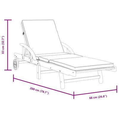 vidaXL Ligbedden 2 st met kussens 200x68x83 cm massief acaciahout