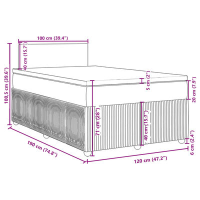 vidaXL Boxspring met matras stof lichtgrijs 120x190 cm