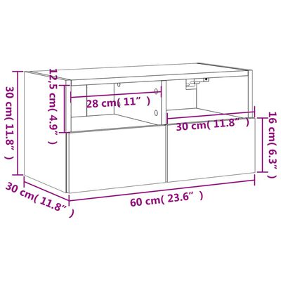 vidaXL Tv-wandmeubel 60x30x30 cm bewerkt hout sonoma eikenkleurig