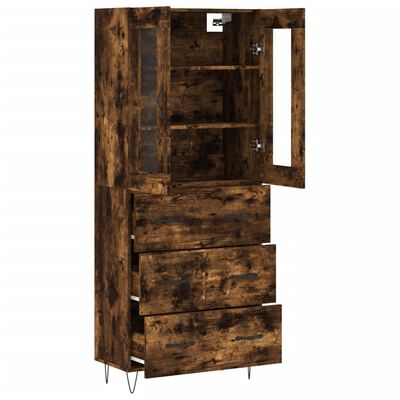 vidaXL Hoge kast 69,5x34x180 cm bewerkt hout gerookt eikenkleurig