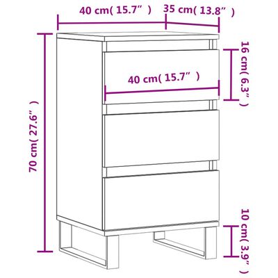 vidaXL Dressoir 40x35x70 cm bewerkt hout gerookt eikenkleurig