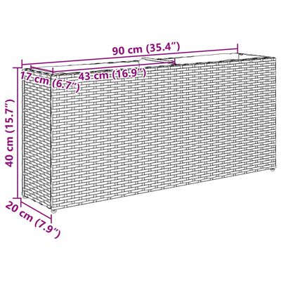 vidaXL Plantenbakken met 2 potten 2 st 90x20x40 cm poly rattan bruin