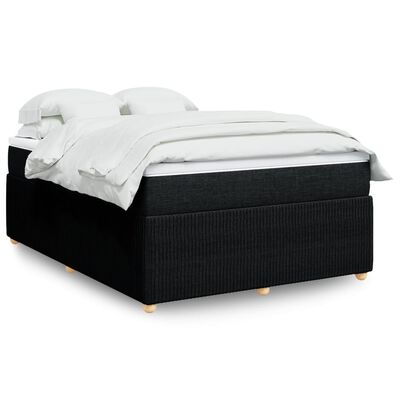 vidaXL Boxspring met matras stof zwart 140x190 cm