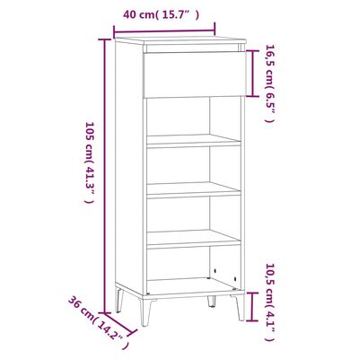 vidaXL Schoenenrek 40x36x105 cm bewerkt hout sonoma eikenkleurig