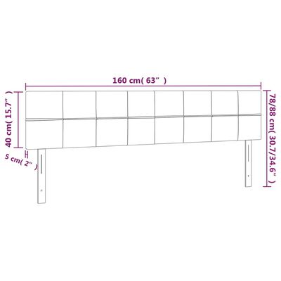 vidaXL Hoofdbord LED 160x5x78/88 cm fluweel lichtgrijs