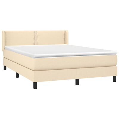 vidaXL Boxspring met matras stof crèmekleurig 140x200 cm