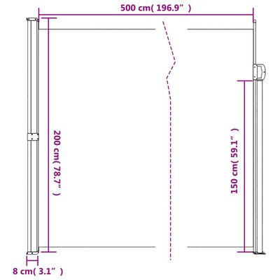 vidaXL Windscherm uittrekbaar 200x500 cm antracietkleurig