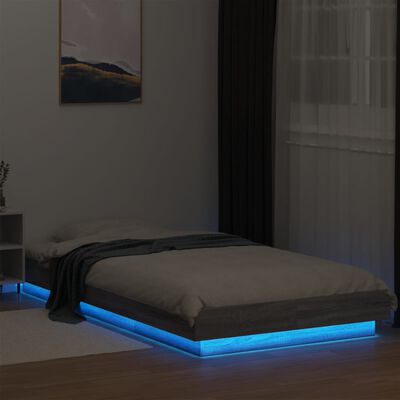 vidaXL Bedframe met LED-verlichting grijs sonoma eikenkleurig 90x200cm