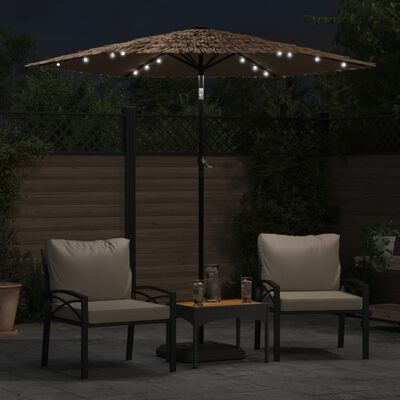 vidaXL Parasol met LED's en stalen paal 223x223x213 cm bruin