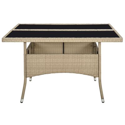 vidaXL Tuintafel poly rattan en glas beige