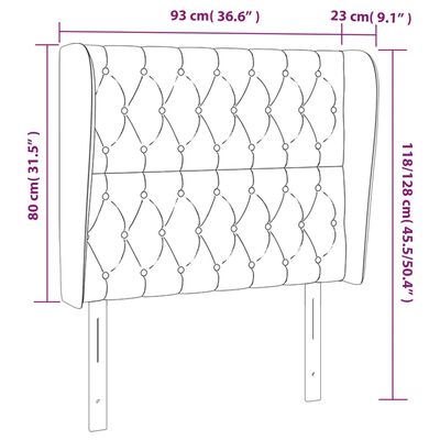 vidaXL Hoofdbord met randen 93x23x118/128 cm stof lichtgrijs