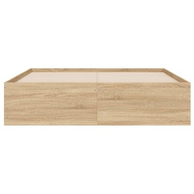 vidaXL Bedframe met lades bewerkt hout sonoma eikenkleurig 135x190 cm