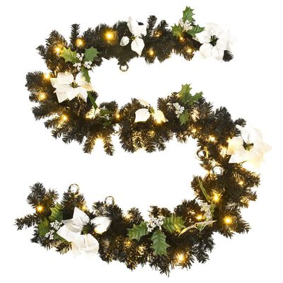 vidaXL Kerstslinger met LED-lampjes 2,7 m PVC zwart