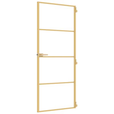 vidaXL Binnendeur smal 83x201,5 cm gehard glas en aluminium goudkleur