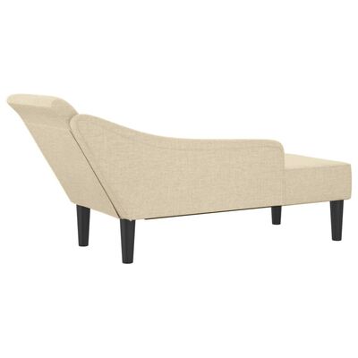 vidaXL Chaise longue met kussens stof crèmekleurig